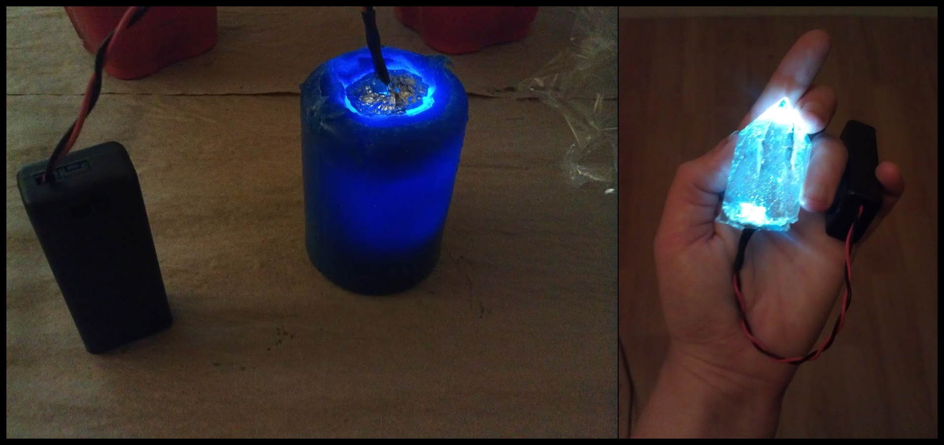 Made a simple pushmold outta some moldstar and cast a crystal with some epoxy resin and an LED (and a bit of foil on the bottom/base)   Now on to maki