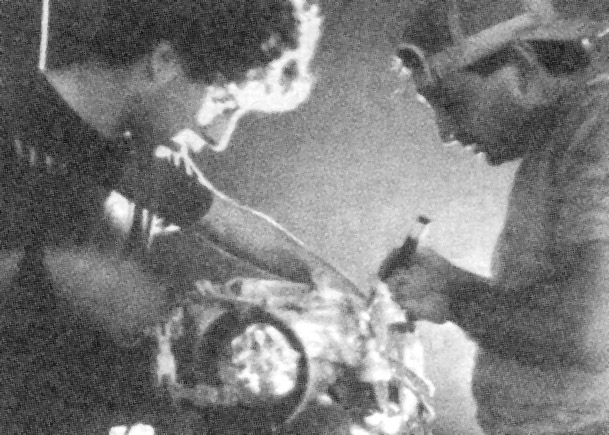 Me and Paul Vigil checking batteries, bulbs, and the RP projector