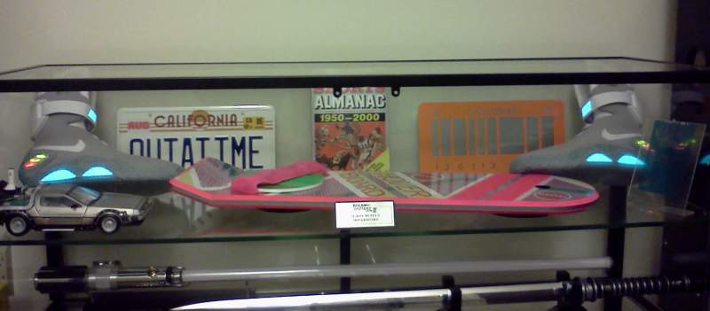 My Back to the Future prop case with my new Hoverboard and Nike Mags!