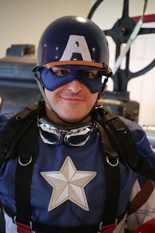 My hybrid Captain America uniform that I wore to the premiere of Captain America: The Winter Soldier at our local theater.  I was part of the pre show