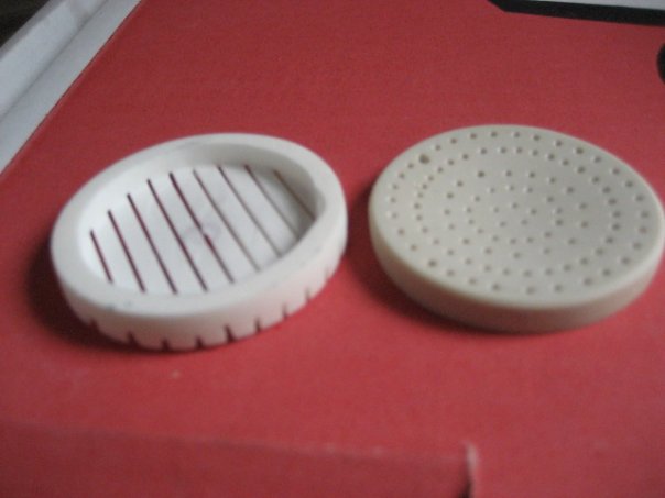 My Sculpted! Filters used in the Sandstorm mask..The one on the left is hollow. When attached to the mask i place cotton inside it to give it a genuin