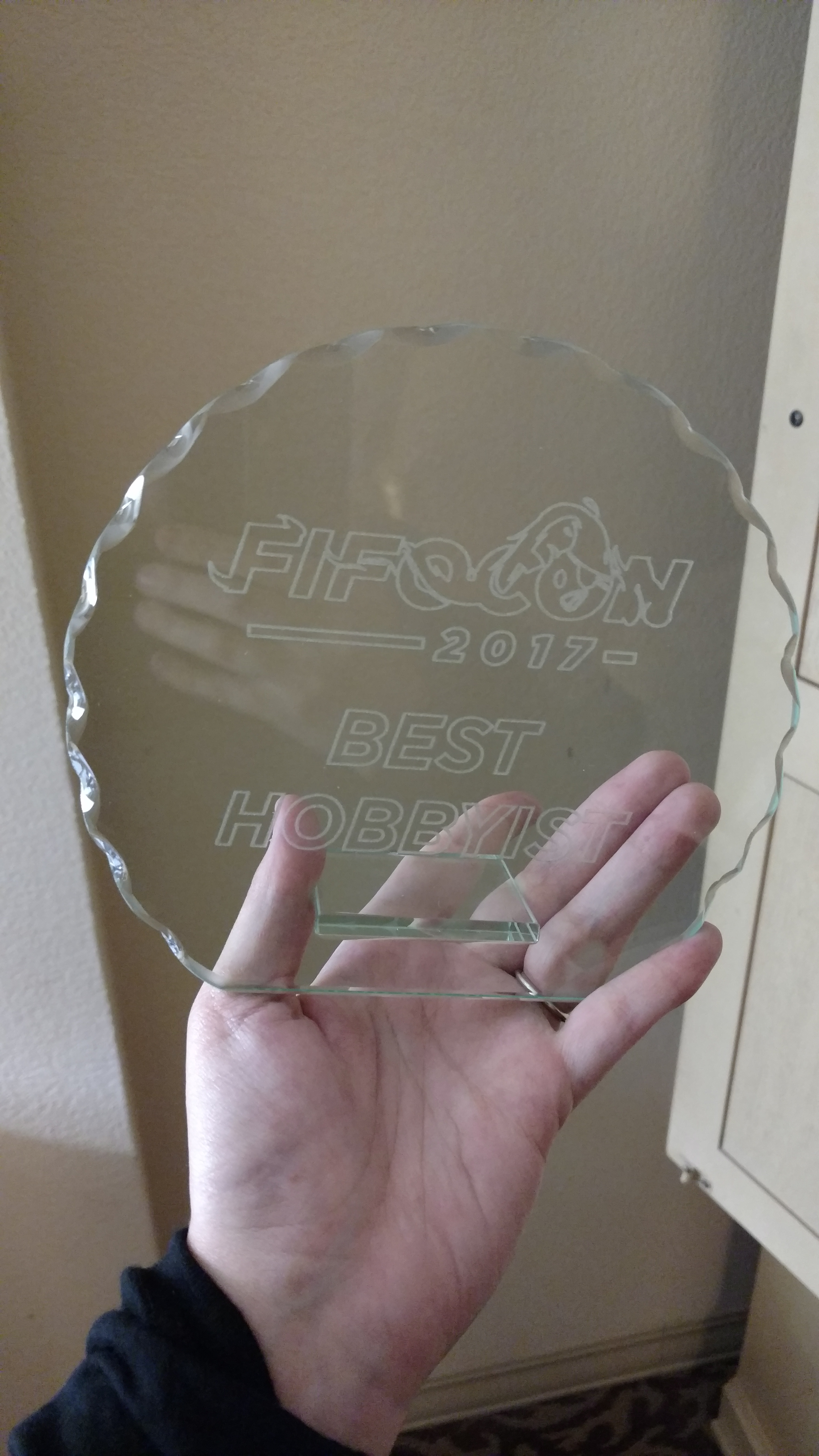 My trophy from winning best intermediate at Fifocon 2017!