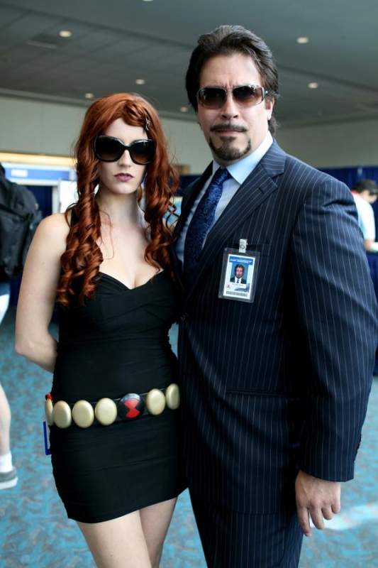 Natasha Romanoff on guard detail for Mr. Stark :)