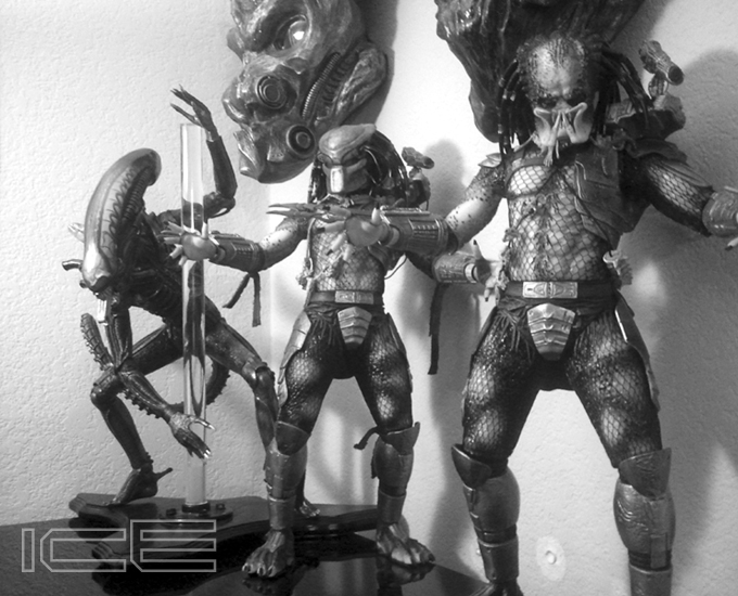 Neca Predators: Custom Helmeted - Open Mouth And Neca Alien on the stripper pole...