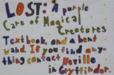 neville's lost items sign from the page to screen book!