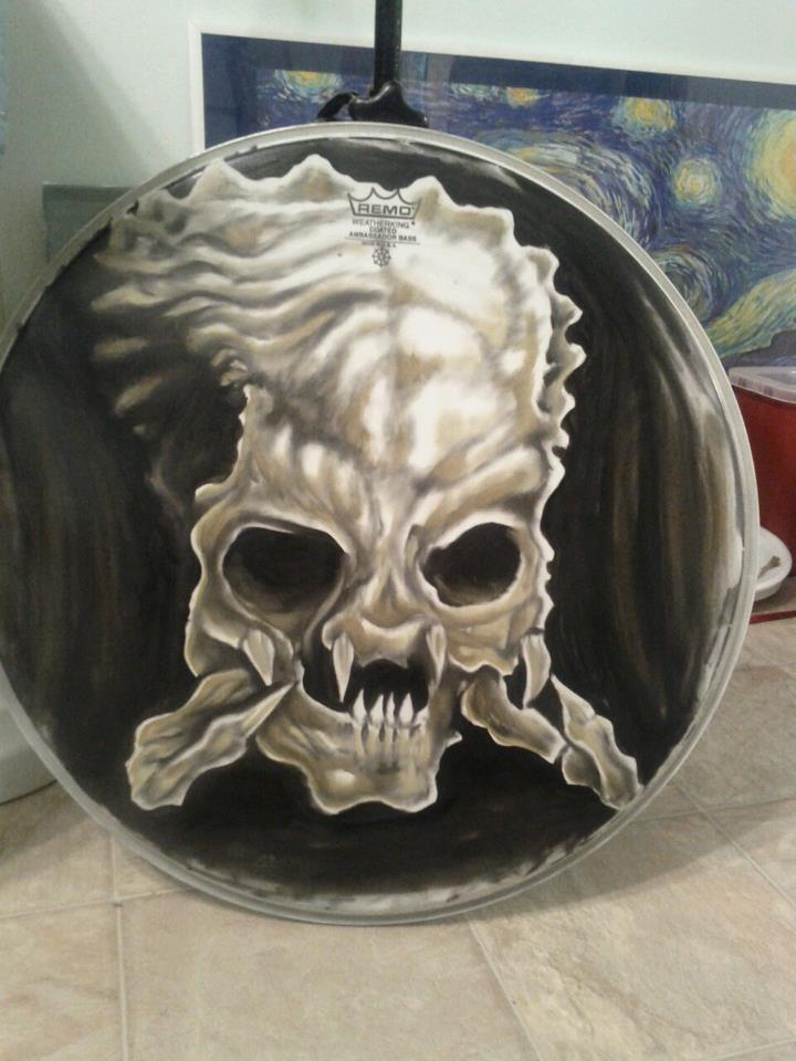 Oil painting of predator skull...
