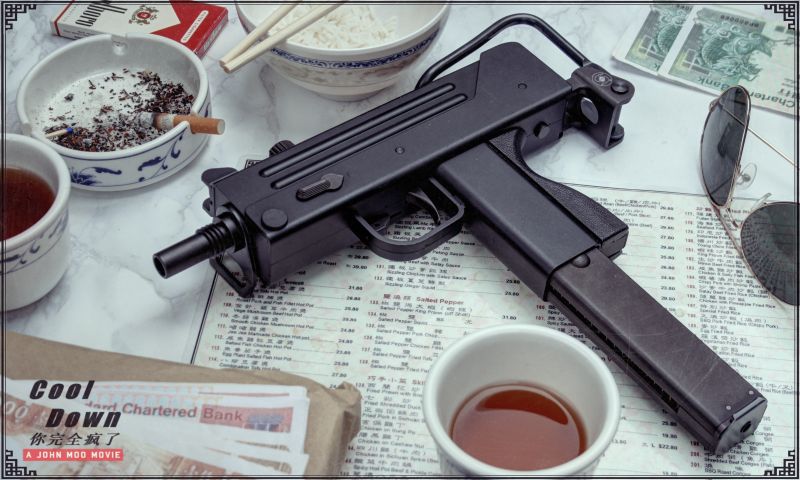 One of my most complicated projects. For the KWA M11 Ingram I wanted an 80s John Woo setup. The idea for this picture was taken directly from "Hard Bo
