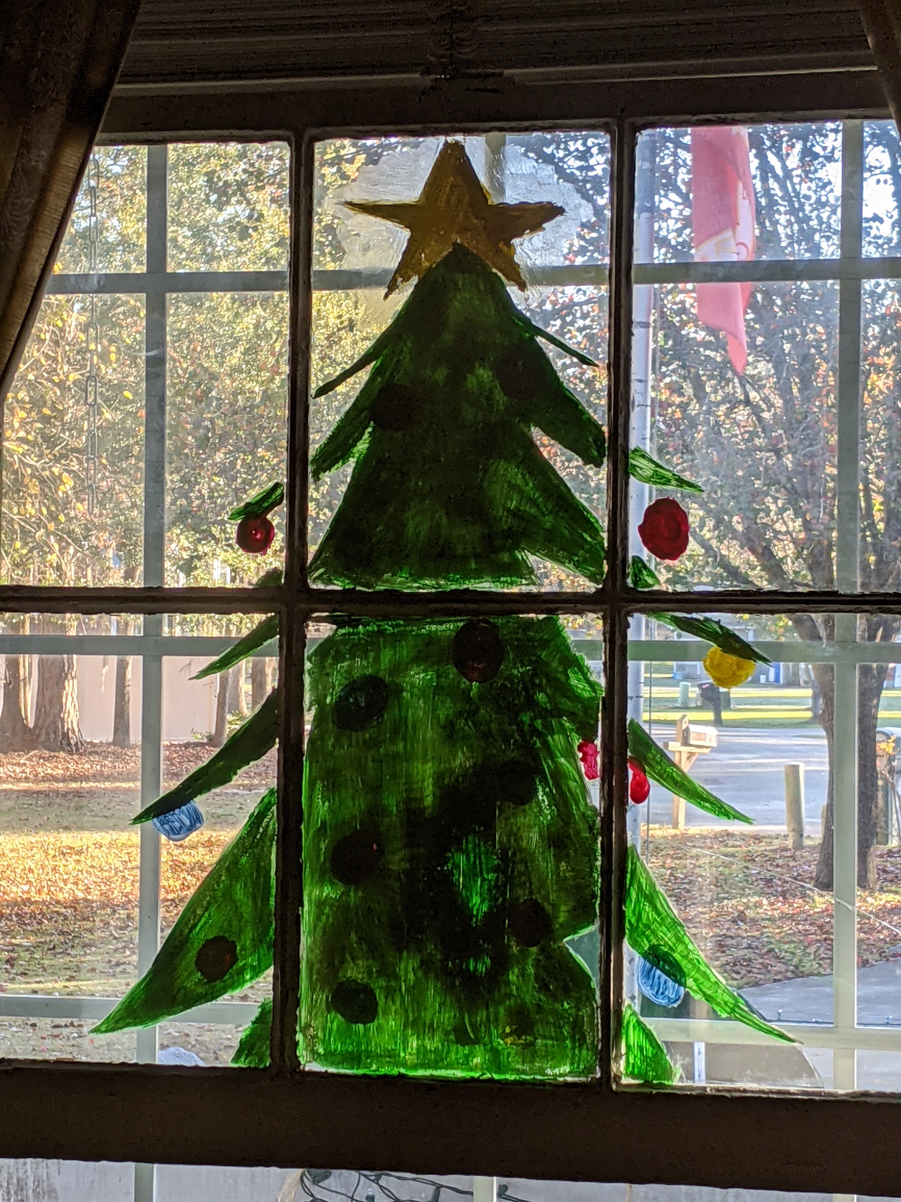 painted window tree in place