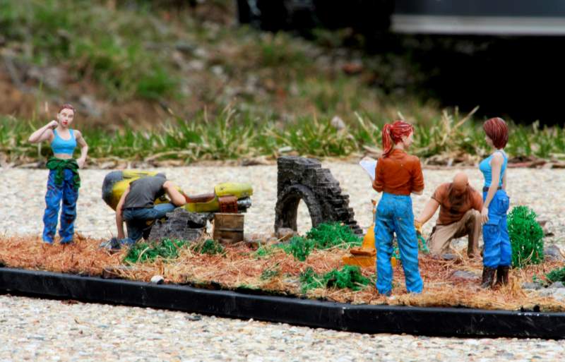 Part of a dioarama called "Archaeological Dig on an Unknown Planet."