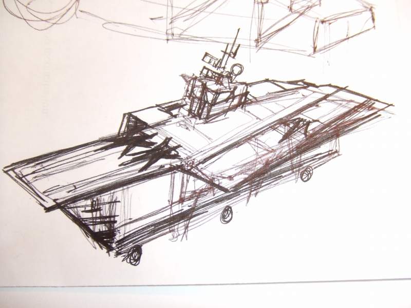 preliminary sketch of rolling platform/USS FLAGG