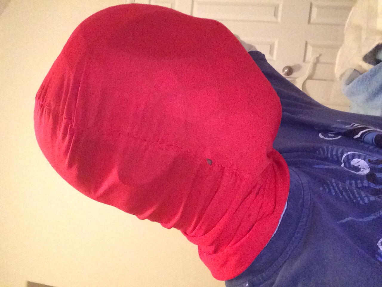 Profile view with " face shell " on.