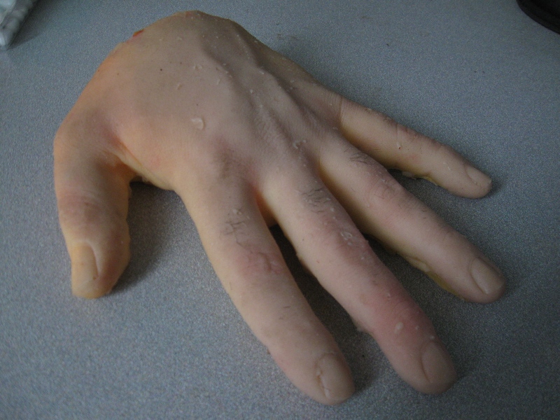 Rough pull of Platsil gel 10 hand from a wax mold.