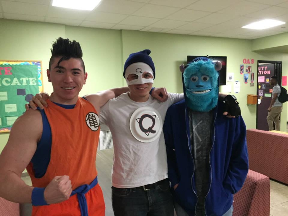 Self-developed Q-Man costume based on a friend's more meme-able characteristics