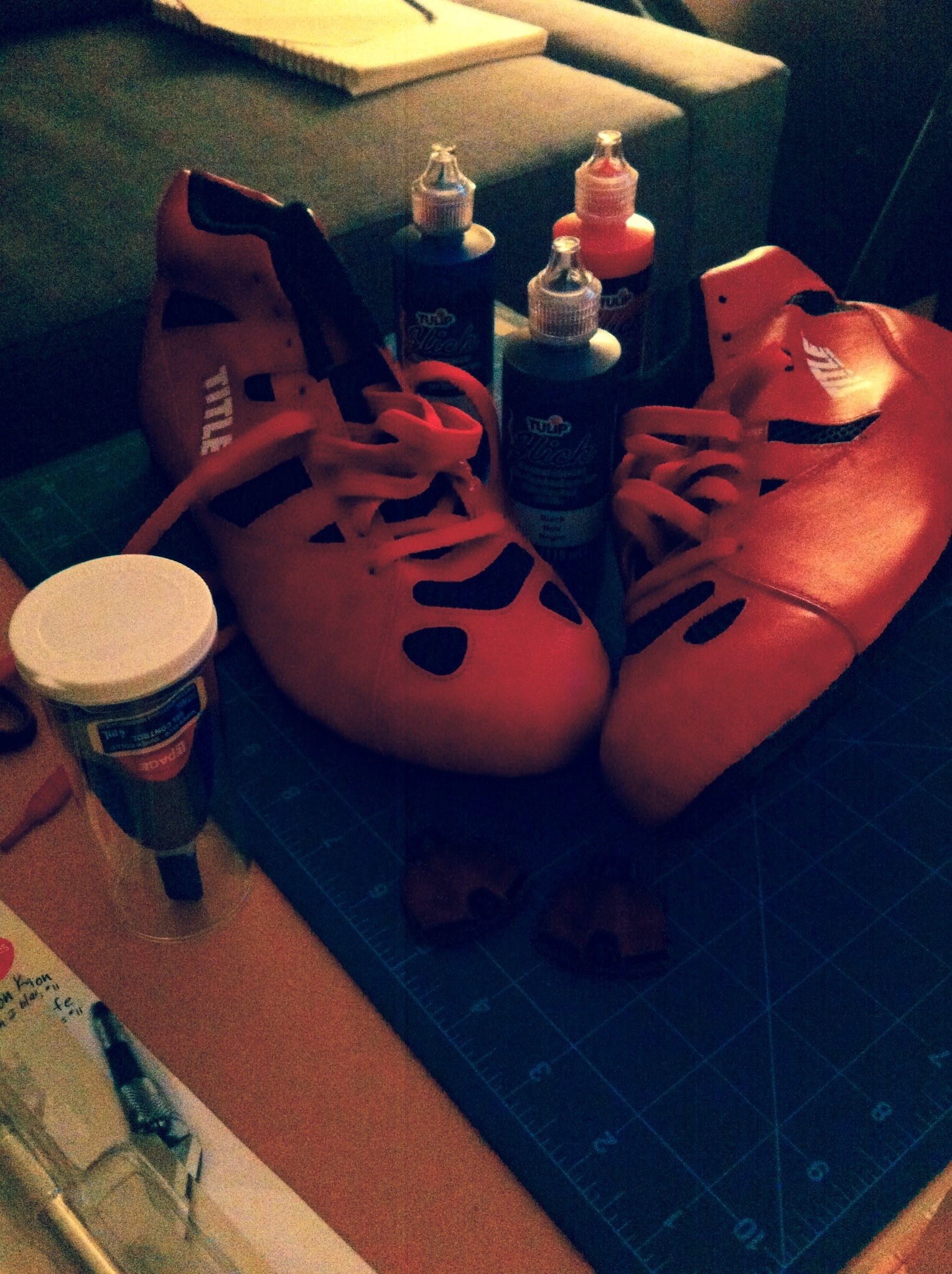 Shoes, paint and glue I will be using.