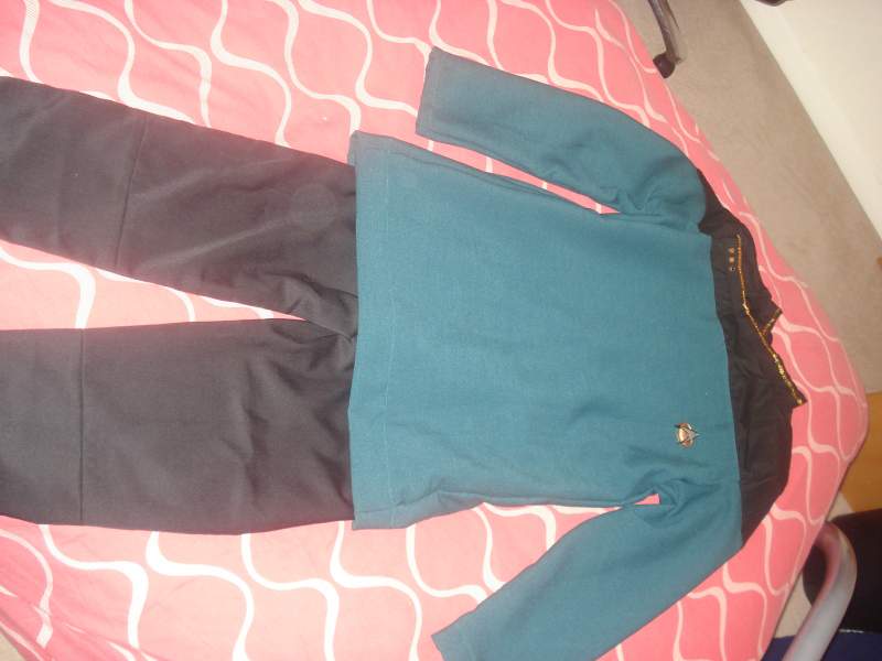 Star Trek: DS9, Voyager and late TNG style Dress uniform. This was just thrown together in about 20 minutes without a pattern. Not the best but looks