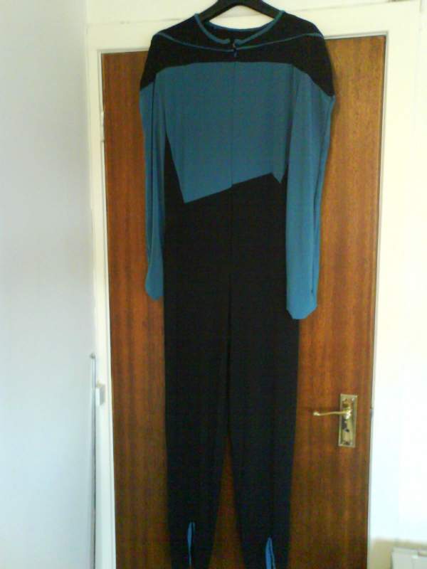 Star Trek: TNG season one and two science/medical jumpsuit. Teal and black heavy weight spandex