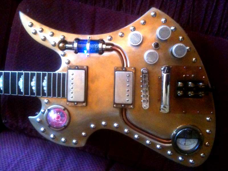 steampunk guitar with working plasma ball