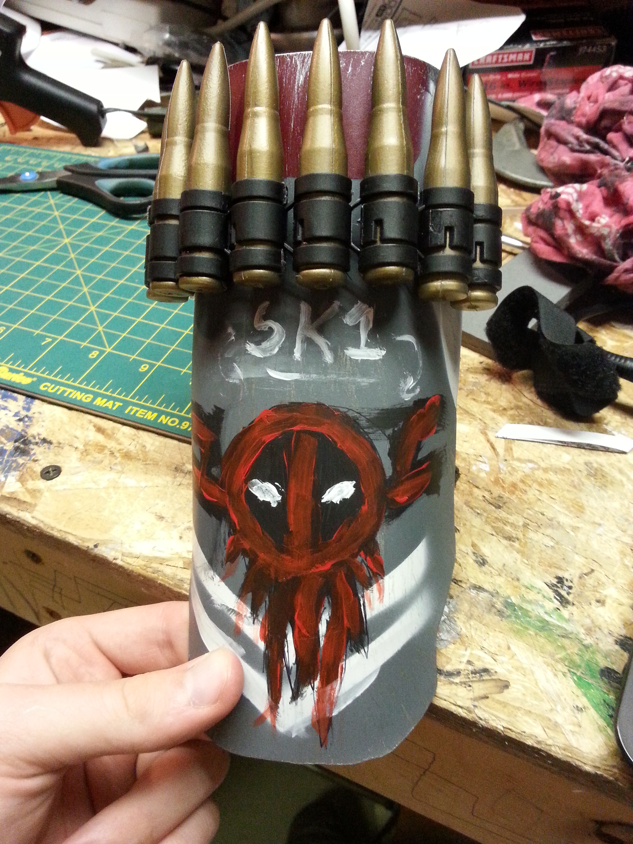 Suicide King Logo on right forearm. Made entirely of Plexiglass.