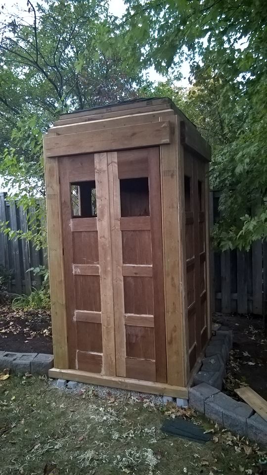 Tardis gravel base finished and walls up for good, doors installed :)