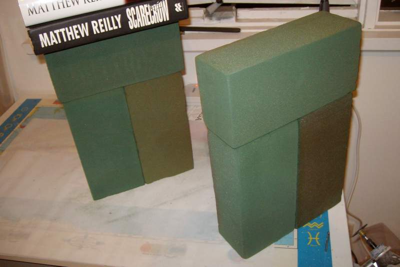 The two half blocks of florists foam.