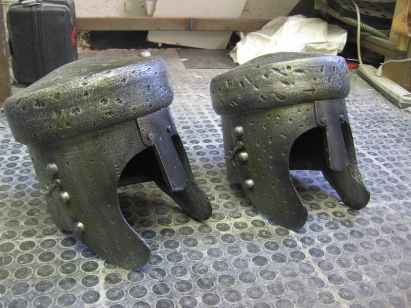 There made out of L-200 foam.  Coated with black rubber latex, then dry brush painted.