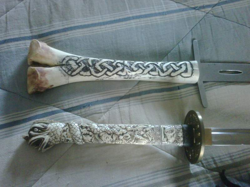 Top: Celtic bone handle sword
Bottom: Highlander sword