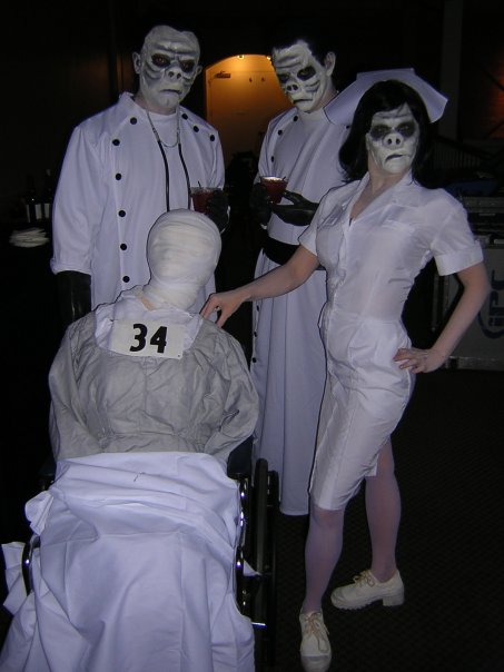 Twilight Zone - "Eye of the Beholder"  Clockwise from the upper left, Me, Josh, Indra, and a dummy.