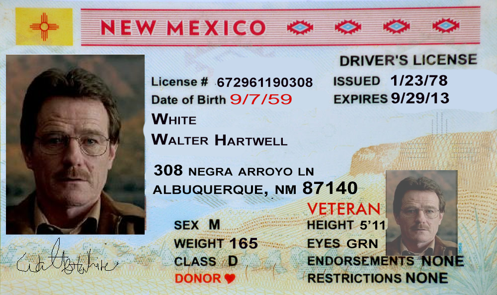 Walter White's Driver's License