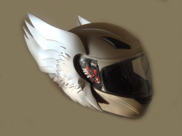 winged motorcycle helmet