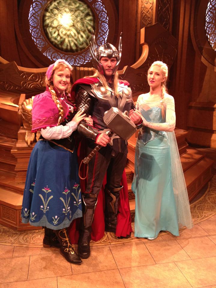 With Thor and my friend Laura as Anna, at Disneyland 's Rock Your Disney Side event.