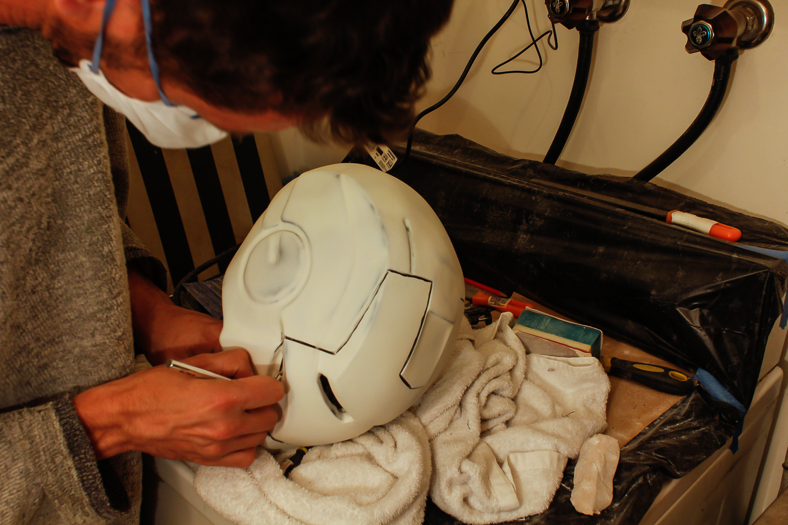 Working the shapes for the cuts.